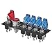 Jtron dc12v flip-up Ignition Switch Panel,5 in 1 car Engine Start Push Button led Toggle Switch Panel for Racing Sport Competitive car (4 Blue 1 Red)