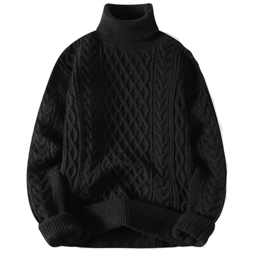 Mens High Collar Sweaters Pullover Solid Color Knitted Sweater Men Pullovers Warm Man