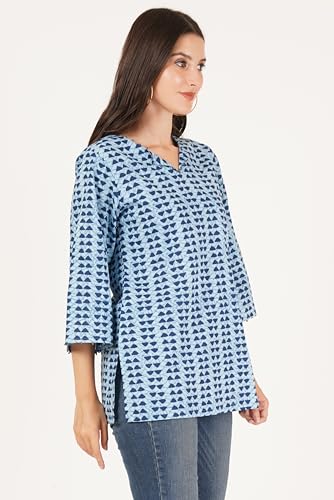 Image of Amazon Brand - Anarva Jaipuri Cotton Printed Short Kurti for Women