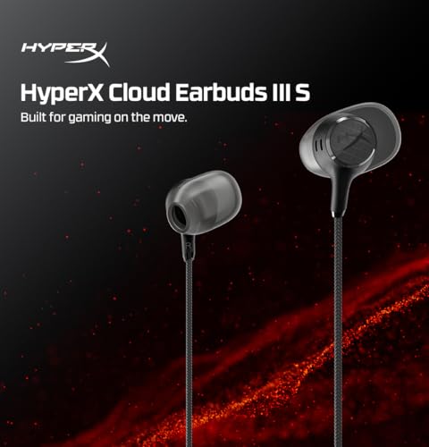 Image of HyperX Cloud Earbuds III S Black - Wired Earbuds, PC; Nintendo Switch; Console Controller, Dynamic; 14.3 mm Driver, Silicone Ear Tips, Black, (BN7S1AA)