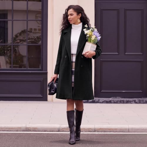 Womens Long Wool Coat Winter Casual Single Breasted Pea Coats - image 2