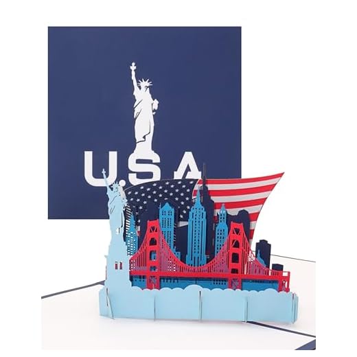Carte Pop Up «U.S.A. - Stars & Stripes» Carte de vœux 3D pour souvenir, carte d'anniversaire, carte de voyage, invitation pour la ville de New York et les vacances aux États-Unis