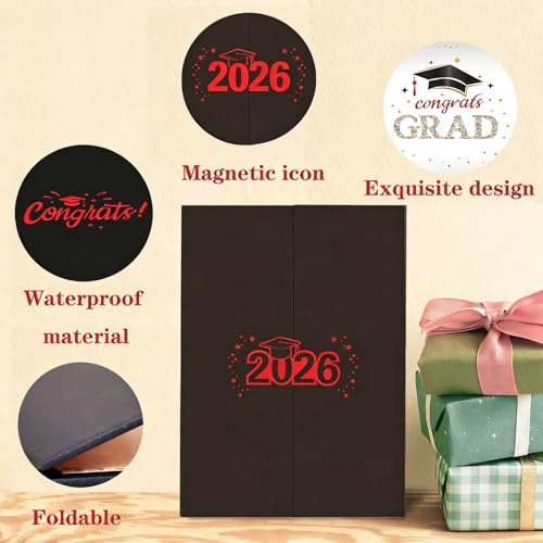 Image of SIHPTO Graduation Guest Book 2026 College Graduation Party Decorations,Red Graduation Signature Book,Class of 2026 Congrats Grad Guest Book Alternative, Graduation Gifts for Her Him