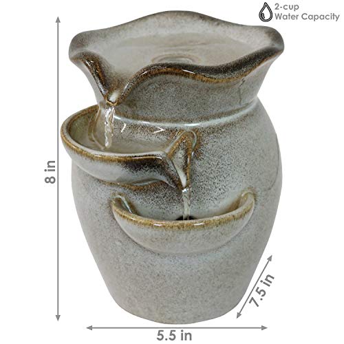 Sunnydaze SSS-633 Cascading Side Tiers 8-Inch Ceramic Indoor Tabletop Fountain thumb #2