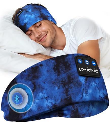 LC-dolida Bandeau Écouteurs de Sommeil Bluetooth V5.4, Casque Audio Bandeau sans Fil, Bandeau Audio Sommeil de 15 Heures de Lecture, Bandeau de Sommeil Léger...