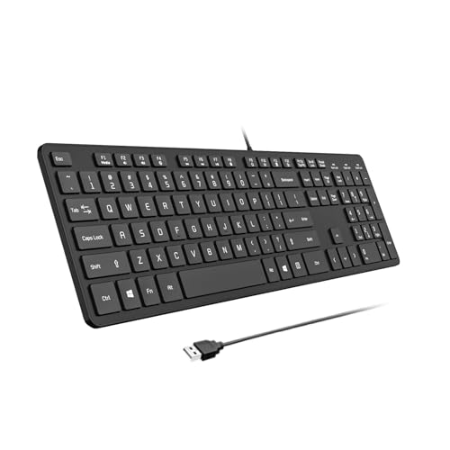 Image of USB Wired Keyboard for Window,Comfortable Quiet Chocolate Keys, Durable Ultra-Slim Wired Computer Keyboard(QWERTY) for PC, Windows 11 /10 /8 /7 /XP /Vista KB1430