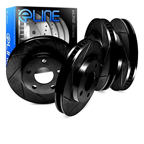For 2011-2015 Chevrolet Volt,Orlando Front Rear R1 Concepts eLine Black Slotted Brake Rotors Kit