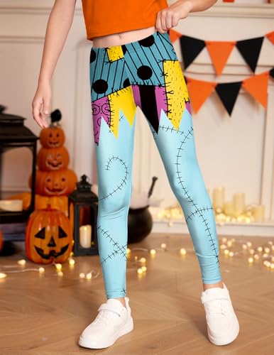 Girls Halloween Funny Print Stretchy Leggings Full Ankle Length Tight Pants 5-14 Years3