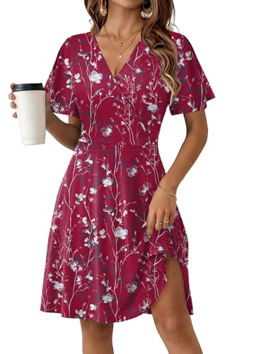 Image of Zeagoo Womens Summer Dresses Wrap V Neck Dress Floral A-Line Ruffle Sleeve Casual Sundress with Pockets 2026