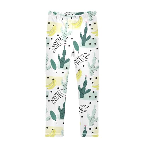 CaTaKu Girls Leggings Cactus Bananas Leggings for Girls Kids Athletic Workout Yoga Pants Size 4-10T