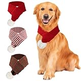 ROSAUI Hundeschal Weihnachten für große Hunde, Hundekostüm Weihnachten 73x9cm Extra Lang & Breit Strickschal mit Schnalle & Bommel – Warmer Winter-Schal für Labrador, Golden Retriever & Husky