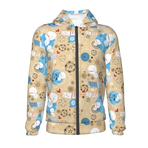 Cats and Snowmen Kids Pullover Hoodies Boys Zip Up Sweatshirts Girls Athletic Clothes with Pocket2