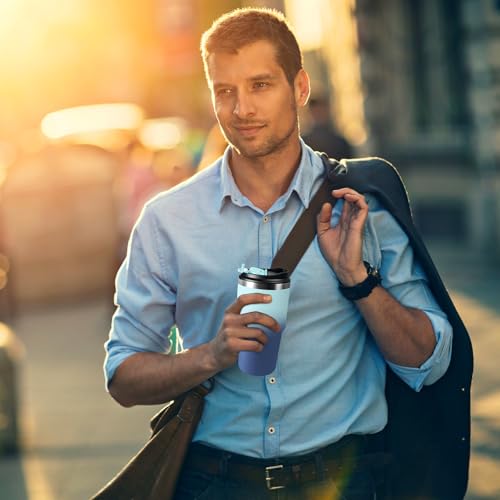 HoneyHolly Thermobecher 600 ml, Wiederverwendbar, Edelstahl Kaffeebecher-to-go Thermo, Auslaufsicher, Doppelwandiger Trinkbecher, Isolierbecher, Travel Mug für Heißen Kaffee, Tee und Kalte Getränke 6