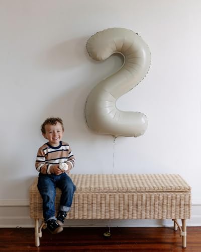 Image of Cream 2 Balloon, Cream Number Balloons 40 Inch, 2nd Number Birthday Decorations, Second Two Birthday Party Supplies, Number 2 Balloon