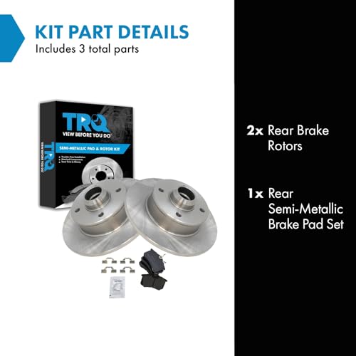 Image of TRQ Rear Semi Metallic Brake Pad and Rotor Set | For 96-98 Jetta GLS 97-98 GT 94-98 Golf with 4 Lug Wheels 88-92 Golf US Built Models 90-92 Passat 90-91 Corrado