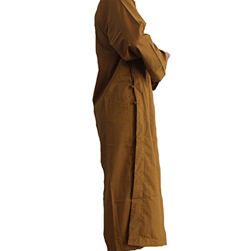 ZUODOOKU Long Cotton Kung Fu Shaolin Monk Robe Lay Master Zen Buddhist Meditation Gown XL2