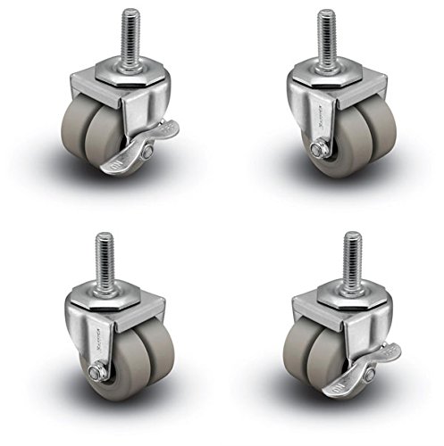 Dual Wheel Swivel Stem Caster Set of 4, TPR Wheels, 720 lbs Capacity
