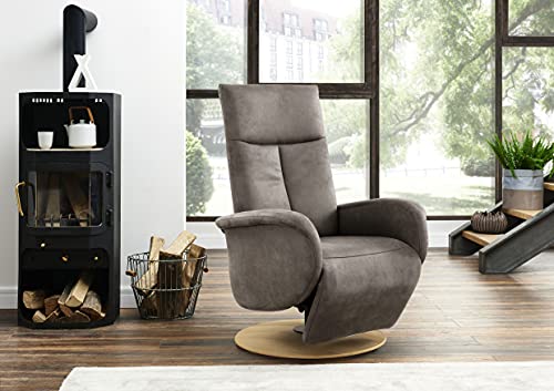 CAVADORE TV-Sessel Juba mit Akku / Fernsehsessel mit Aufstehhilfe + elektrisch verstellbarer Relaxfunktion / 2 E-Motoren / 75 x 112 x 82 / Lederoptik, Hellbraun – Bild 3