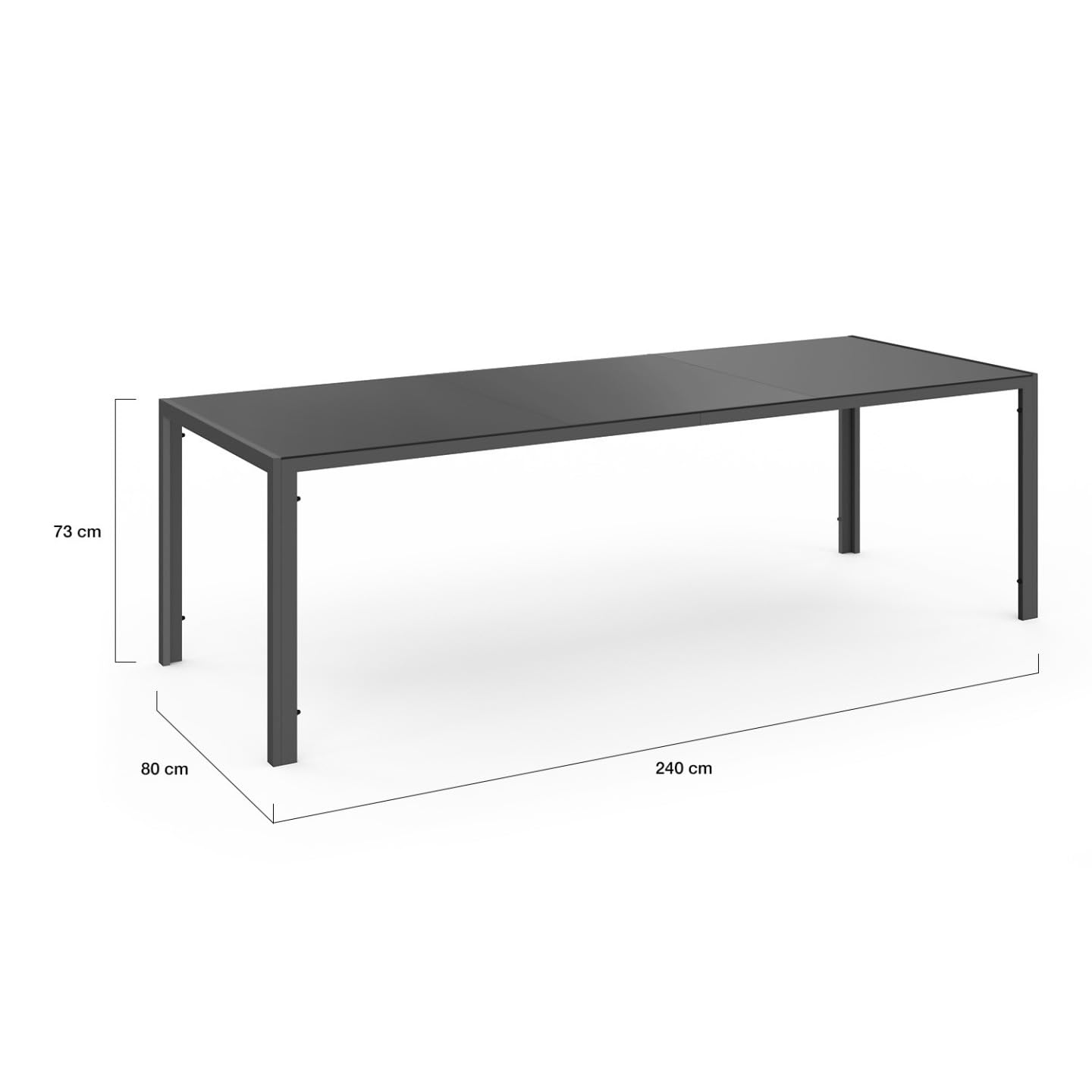 IDMarket - Salon de Jardin Madrid Table 240 CM et 10 chaises empilables Gris Anthracite