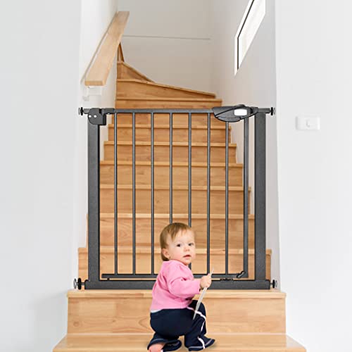 JOIEYOU Treppenschutzgitter ohne Bohren, 95-105 cm Türschutzgitter Treppengitter für Kinder und Haustiere, Einhändiges Öffnen, Schwarz