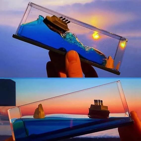 AP & ZP Resin Car Interior Accessories Dashboard Decoration - Moving Titanic Liquid Wave Cruise Ship - Nautical Car Dashboard Decor 1