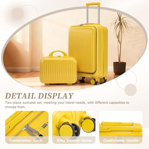 Image of 20 /14 Inch Hardside Luggage, Durable Suitcase with Spinner Wheels