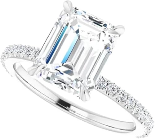 1CT-5CT Emerald Cut, VVS1 Colorless Moissanite, Engagement Ring Wedding Band Gold Silver Eternity Solitaire Halo Vintage Antique Promise Ring