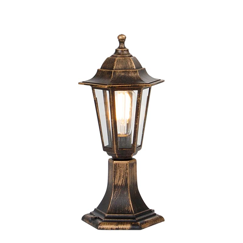 Qazqa - Outdoor Pole I Bollard I Post lamp Antique Brass IP44 - New Haven Garden- - Classic I Antique - Suitable for LED E27 | 1 Light - Polyester Bollard Light - Suitable for