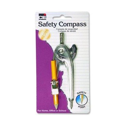 Charles Leonard Ball Bearing Compass with Golf Pencil, Metal with Safety Point, Up to 12 Inch Diameter, Silver (80365)