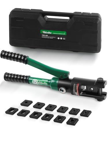 UTZIKO 16 Ton Hydraulic Wire Crimper Battery Cable Lug Terminal Crimping Tool WIth Standard US cable Dies,Crimps 6 AWG to 600 MCM, Cable Crimping Tool ​with 13 Pairs of Standard US cable Dies