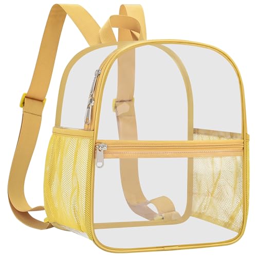 Clear Backpack Stadium Approved 12×12×6 Clear Mini Backpack Small Transparent Backpack for Concert, Beach, Work, Travel & Sporting（Gold） - Main Image
