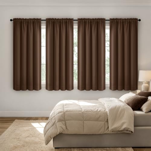 Image of MIULEE Brown Blackout Curtains 63 Inch Length for Bedroom Set of 4 Panels