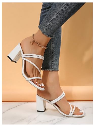 SHENHE Women's Square Open Toe Heeled Sandals Slingback Strappy Chunky Block Heels Mules2