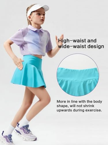 Girls Pleated Tennis Skirt High Waisted Golf Skorts with Pockets Casual Athletic Running Skirts for Kids 5-6T3