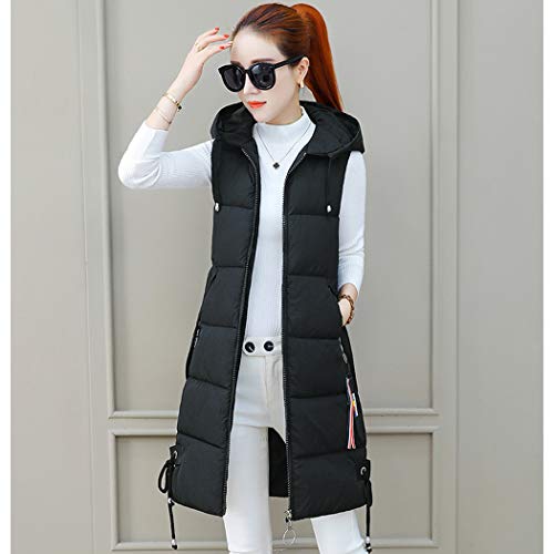 watersouprty Women's Padded Vest Thicken Sleeveless Quilted Hooded Winter Warm Long Vest Coat2