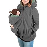 Women's Maternity Kangaroo Hooded Sweatshirt 3 in 1 Multi-Function Baby Carriers Mother Kangaroo...