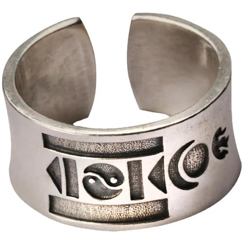 orehugaf Bagues Bague Bijoux Femme Hommes Bague Rétro Mongole pour Homme, Couleur Argent, Style Punk Gothique, Ouverte, Bijou Fait Main, Accessoire Unisexe pour Amoureux