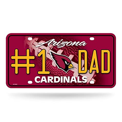 NFL Rico Industries Arizona Cardinals #1 DAD Metal Tag (#1 Fan) #1 Fan Metal Auto Tag 8.5" x 11" - Great for Truck/Car/SUV