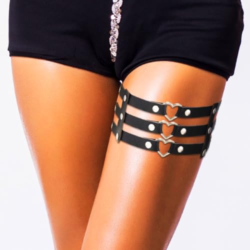COSYDAYS Black Thigh Garter Belt Punk Leather Leg Harness Rave Thigh Straps for Women2