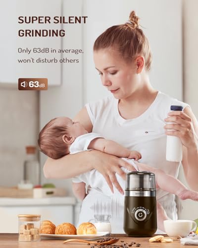 Image of SHARDOR Electric Super Silent Blade Coffee Grinder, Timed Grind Control Rotary Knob, Adjustable Coarse to Fine for Coffee Beans, Spices & Herbs, with 1 Removable Stainless Steel Bowl, Brown