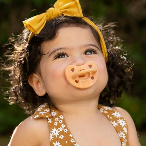 Image of Chicco PhysioForma Luxe Orthodontic Pacifier for Babies 6-16 Months, One-Piece 100% Soft Silicone, Supports Breathing, Textured Shield & Handle, Sterilizing Case, BPA Free, 2-Pack, Cantaloupe