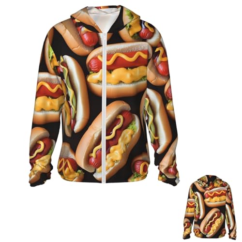 NONHAI Men's Sun Protection Jacket UPF 50+ Full Zipper Long Sleeve UV Hoodie Shirt Fun Food Hot Women's Outdoor Jacket Black