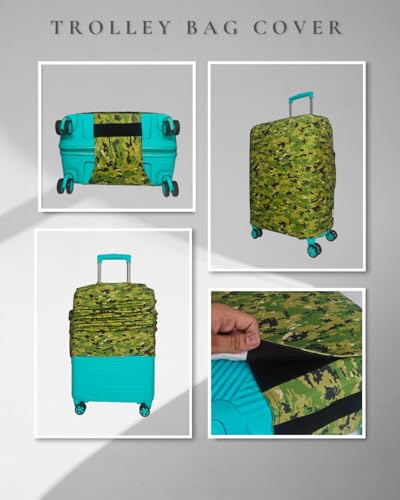 Image of Army Printed Luggage Cover for Traveling Bag & Suitcase - Stretchable & Scratchproof Trolley Protector with Velcro Lock & Lightweight Washable Material(Suitcase Not Included, Only Cover in Product)