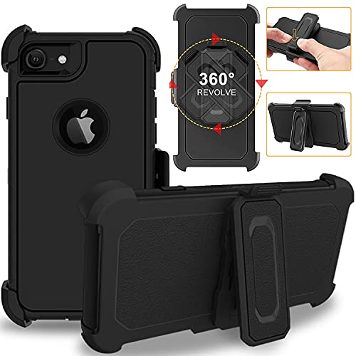 DuraSafe Cases Para iPhone 6/iPhone 6s 4.7 pulgadas Robusto Armadura Absorción de Choques Cubierta Protectora con Funda Desmontable Negro (con Funda)