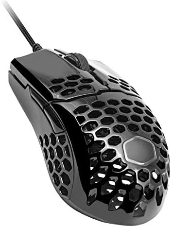 Cooler Master MM710 - Ratón Negro Brillante para Juegos con Carcasa Ligera de Panal, Cable Ultra Tejido, Sensor óptico de 16000 dpi