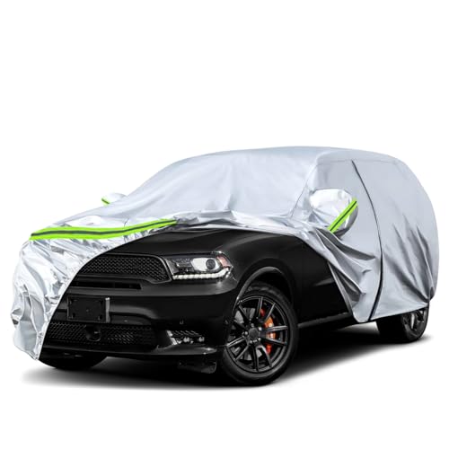 Image of Waterproof Car Covers Replace for 2011-2025 Dodge Durango, 6 Layers Silver All Weather Custom-fit Car Cover with Zipper Door & Windproof Bands for Snow Rain Dust Hail Protection