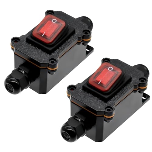 Wasserdichter Inline-Schalter 20A 12V DC – IP67, 4-polig, Mit Roter LED, Für Boote, Maschinen & Außengeräte
