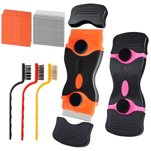 Razor Blade Scraper Tool,2 Pack Razor Scrapers with Extra 50Pcs