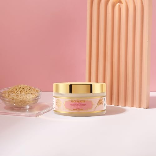 Image of RYLLZ ESSENTIALS Rice Water Face Mask | with Kaolin Clay, 5% Niacinamide, 2% Salicylic Acid, 2% Hyaluronic Acid, Ceramide & Aloe Vera Gel | For Glowing Skin, Dark Spots, Oil Control, Open Pores, Uneven & Dull Skin | For All Skin Types | Korean Skincare | 50Gm