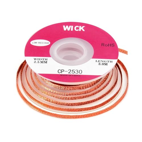 Image of 2.5mm Solder Wick Braid with Flux No-Clean Electronic, W 0.98'' L 10FT /3M Desoldering Wick with Flux & Liquid Solder for Solder Remover, Desoldering Braid No Clean Soldering Braid Wick Wire Roll